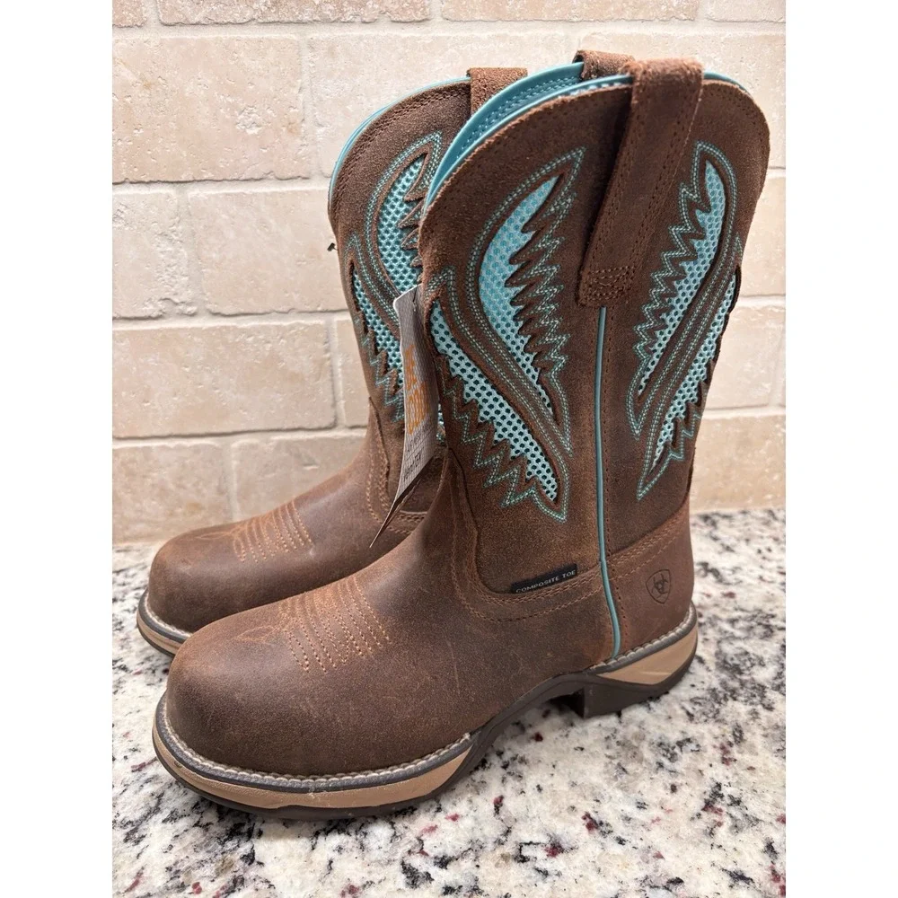 Ariat Women's Anthem VentTek‎ Composite Toe Turquoise Work Boot 6.5B NWT Western